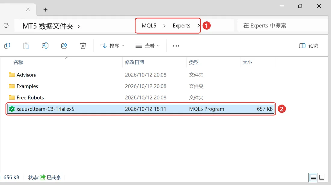 MQL5 Experts 文件夹里的试用版 EA